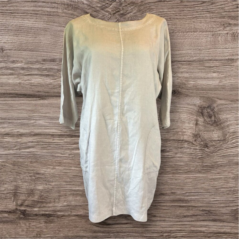 Wilfred Aritzia 3/4 Sleeves Solid‎ Grey Shift Minimalist Dress Pocket Sz XS